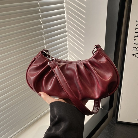 Borsa Sottobraccio Nuvola Plissettata da Donna Minimalista in Pelle PU Morbida Borsa a Tracolla Hobo Elegante Borsetta Nuvola