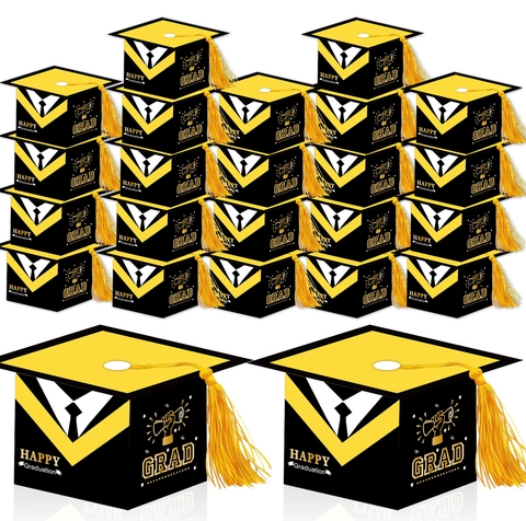 Graduation Cap Gift Box Academic Doctoral Hat Candy Box with Tassel Celebration Party Favor Decoration for Graduates