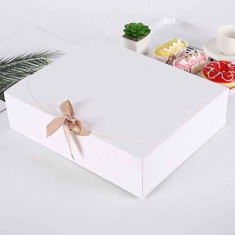 Kraft Paper Gift Box With Satin Ribbon Bowknot Rectangle Cardboard Packaging Box For Birthday Wedding Party Favors Candy Jewelry Cosmetics