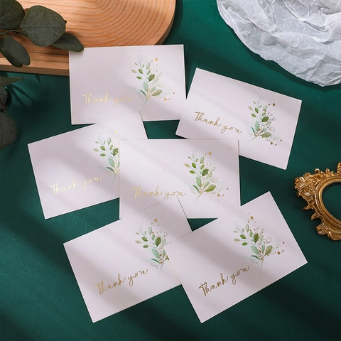 Thank You Greeting Cards With Envelopes Floral Gold Foil Birthday Best Wishes Paper Cards For Party Wedding Business Gift