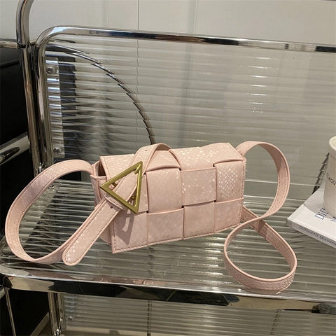 Borsa A Tracolla Intrecciata Motivo Serpente Pelle PU Borsa Quadrata Con Fibbia Triangolare Moda Casual Per Donne