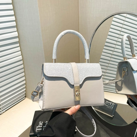 Borsa a Tracolla Quadrata Piccola in PU con Paillettes Minimalista Urbana Elegante Borsa a Mano con Strass e Chiusura in Metallo