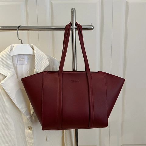 Sac Fourre-Tout en Cuir PU Grande Capacité pour Femme Sac à Épaule Minimaliste Avec Pochette Ensemble de Deux Pièces