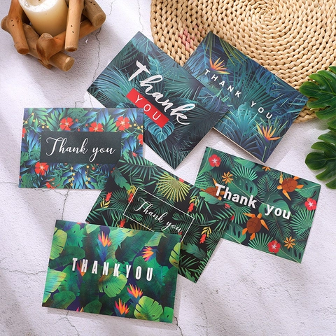 Tropical Plant Thank You Cards With Envelopes Monstera Leaf Floral Design For Wedding Business Birthday Party Office Stationery