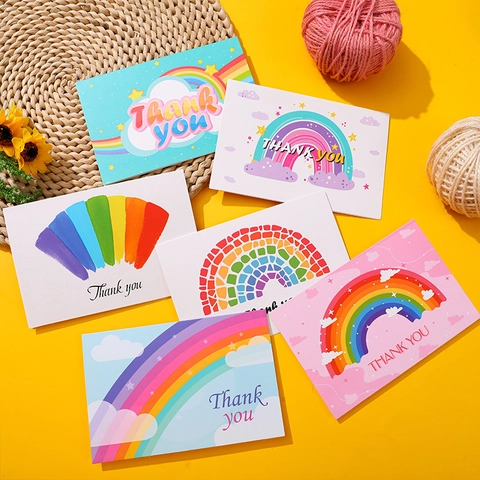 Juego De Tarjetas De Agradecimiento Arcoíris Con Sobres De Cartulina Varios Diseños Para Cumpleaños Boda Día De La Madre Maestro