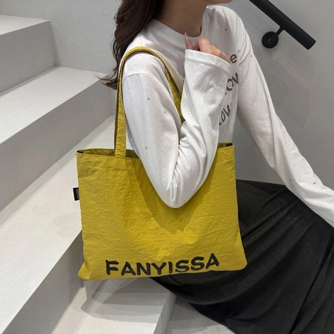 Borsa Tote da Donna in Tela di Nylon Grande Capacità Con Stampa Alfabeto Borsa a Tracolla Casual per Pendolarismo Scuola