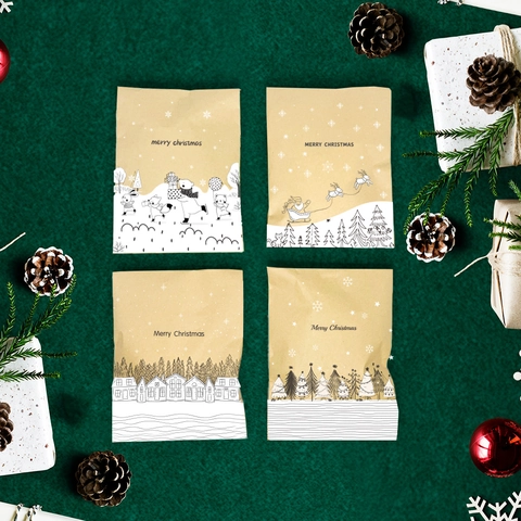 Weihnachten Kraftpapier Umschlag Geschenktüten Merry Christmas Muster Süßigkeiten Verpackungsbeutel Mit Aufklebern Für Feiertagsparty