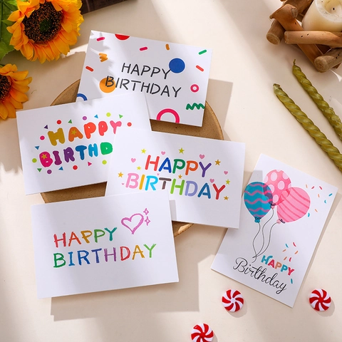Happy Birthday Watercolor Floral Greeting Cards With Envelopes Foldable Paper Message Cards For Birthday Party Gift