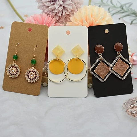 Kraft Paper Earring Necklace Display Cards Rectangular Hanging Jewelry Packaging Cardboard For Stud Hooks DIY Making