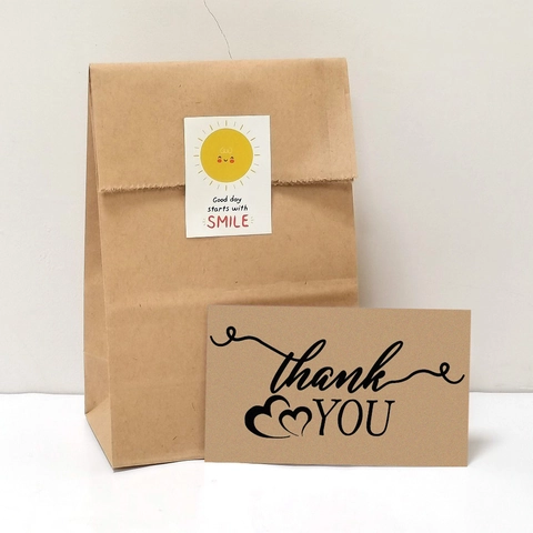 Vintage Kraft Paper Thank You Cards Heart Design Business Gift Stationery For Wedding Party Small Business Supporters