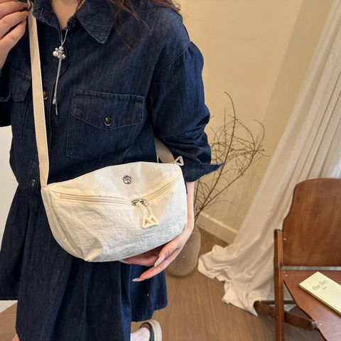 Bolso de Bandolera Informal de Nailon Arrugado para Mujer Media Luna Bolso Cruzado Ligero Gran Capacidad Diario Viaje