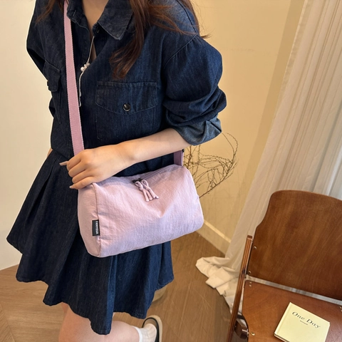 Borsa A Tracolla Da Donna In Nylon Grande Capacità Leggera Tinta Unita Stile Giapponese Casual Borsa A Spalla