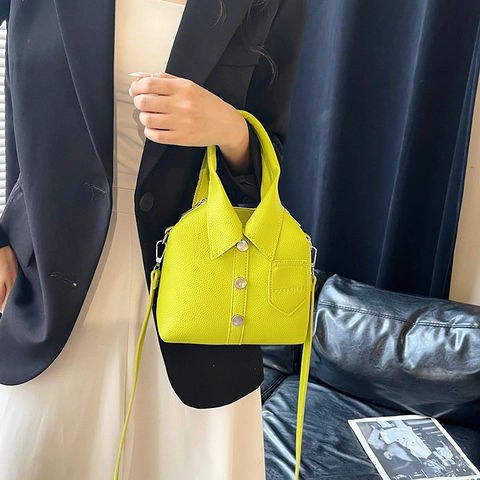 Borsa da Donna Creativa a Forma di Camicia in Pelle PU con Texture Litchi Borsa a Tracolla Decorazione con Bottoni Piccola