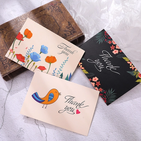 Künstlerische Dankeskarten Mit Umschlägen Verschiedene Blumen Vogel Muster Für Hochzeit Business Abschlussfeier Karton Dankeskarten