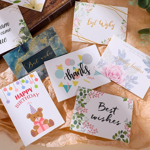 Tarjeta de Felicitación Creativa Minimalista Estilo Fresco Ins Tarjeta de Bendición Cumpleaños Día de la Madre Tarjeta de Agradecimiento Patrones Surtidos