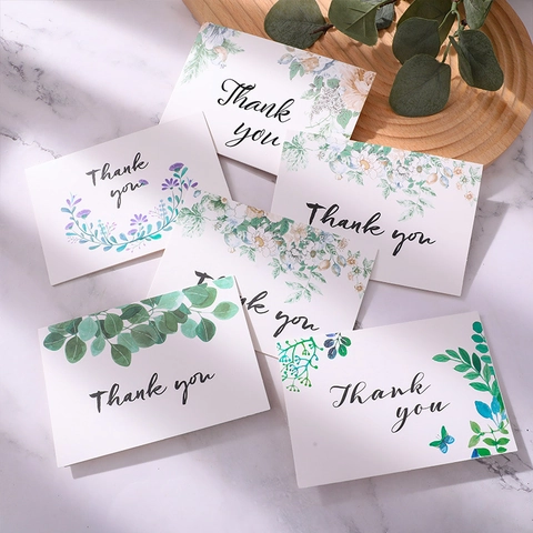 Floral Botanical Thank You Greeting Cards With Envelopes Watercolor Minimalist Appreciation Note Cards For Wedding Party