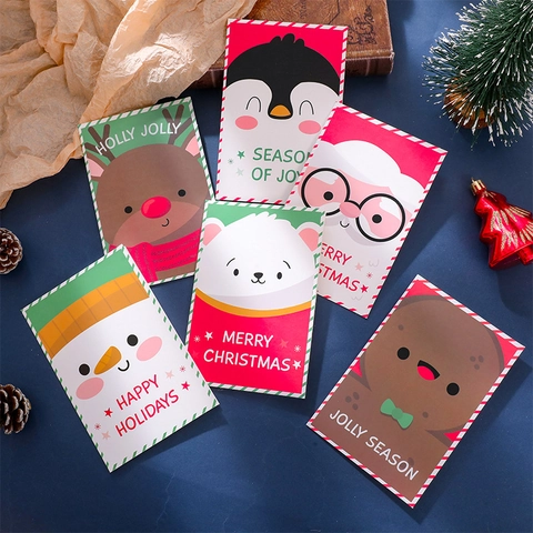 Cartoon Weihnachten Grußkarten Mit Umschlägen Falten Karton Postkarten Für Frohe Weihnachten Glückliche Feiertage Segen Geschenk