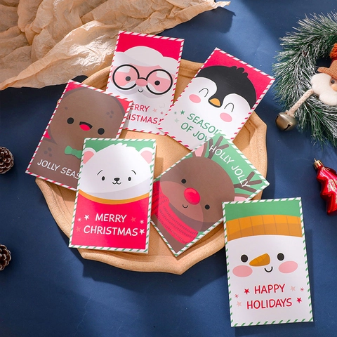 Cartoon Weihnachten Grußkarten Mit Umschlägen Falten Karton Postkarten Für Frohe Weihnachten Glückliche Feiertage Segen Geschenk