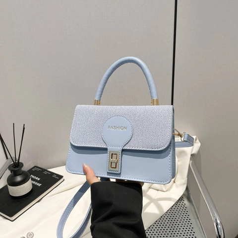Minimalist Women PU Patchwork Crossbody Bag Fashion Summer Small Square Handbag Metal Lock Adjustable Strap Shoulder Bag