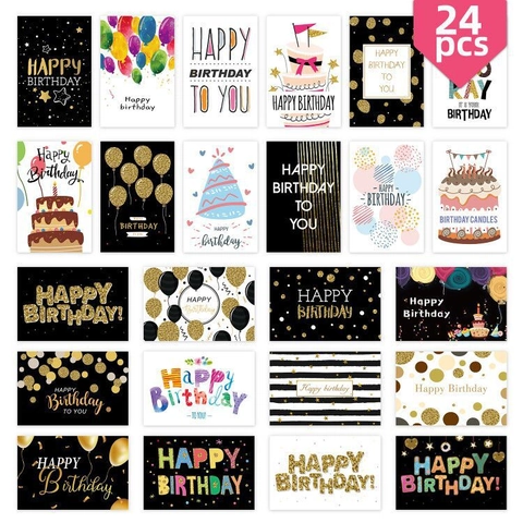 Assorted Happy Birthday Greeting Cards With Envelopes And Stickers Mixed Designs Birthday Party Favors For Kids Adults