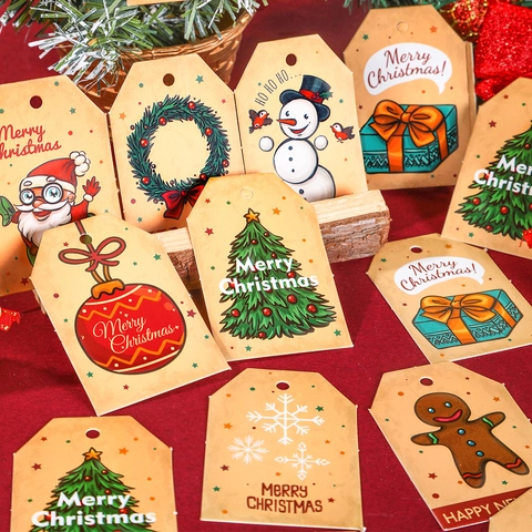 Etichette Regalo in Carta Kraft di Natale Retrò Set di Etichette con Motivi Natalizi per Decorazioni Fai da Te Festa
