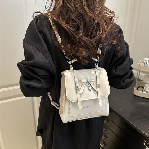 Mini Zaino Da Donna In Pelle PU Fiocco Ciondolo A Cuore Borsa A Tracolla A Mano Moda Stile Dolce Ragazze