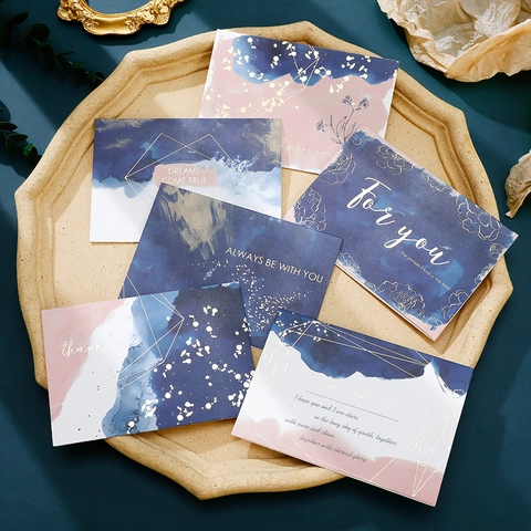 Bronzing Artistic Greeting Cards Watercolor Floral Geometric Gift Cards With Envelopes For Birthday Wedding Party Celebration