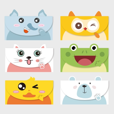 Cute Cartoon Animal 3D Greeting Card Envelope Set Foldable Cardboard Cards For Kids Birthday Thanksgiving Party Invitations