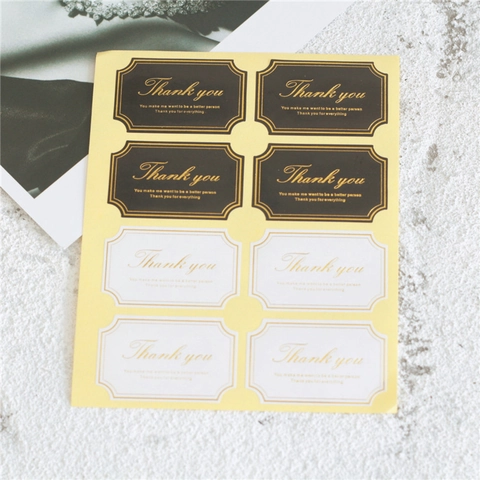Pegatinas de Agradecimiento en Oro Bronceado de Estilo Coreano Etiquetas de Sellado Autoadhesivas de Papel Para Envolver Regalos Fiesta