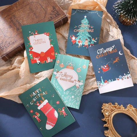 Juego de Tarjetas de Felicitación de Navidad Con Sobres y Pegatinas Papá Noel Muñeco de Nieve Árbol Año Nuevo Regalo