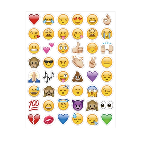 Cartoon Emoticon Stickers Set Multicolored Self Adhesive Decorative Label For Hand Account DIY Scrapbook Diary Journal Decor