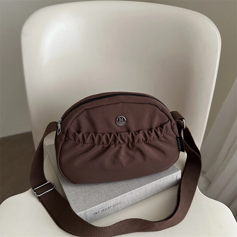 Mode Plissierte Nylon Schultertasche Einfarbige Umhängetasche Für Damen Kleine Urbane Chic Handtasche Mit Verstellbarem Riemen