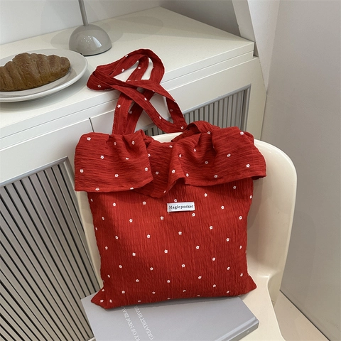 Borsa Tote da Donna in Chiffon a Rete Grande Capacità Stampa Floreale Bordo con Volant Borsa a Spalla Seersucker Stile Fata Vacanza Mare