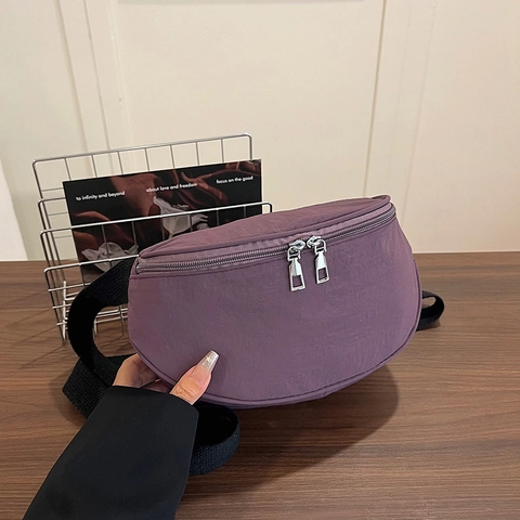 Damen Nylon Halbmond Brusttasche Wasserdicht Gürteltasche Lässige Umhängetasche Mit Verstellbarem Riemen