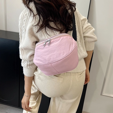Damen Nylon Halbmond Brusttasche Wasserdicht Gürteltasche Lässige Umhängetasche Mit Verstellbarem Riemen