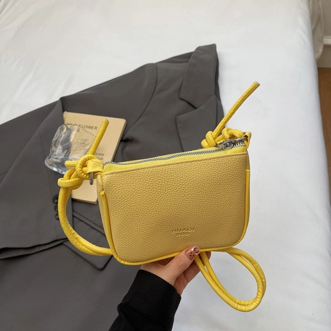 Women's Simple Pebble Grain PU Leather Small Square Crossbody Bag Lightweight Knotted Strap Daily Commute Shoulder Bag