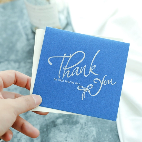 Pearlescent Paper Thank You Cards With Envelopes Bronzing Floral Greeting Cards For Wedding Birthday Business Greeting