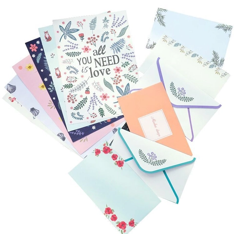 Korean Style Floral Letter Paper And Envelope Stationery Flamingo Fox Shell Design Writing Paper For Students Women Gift