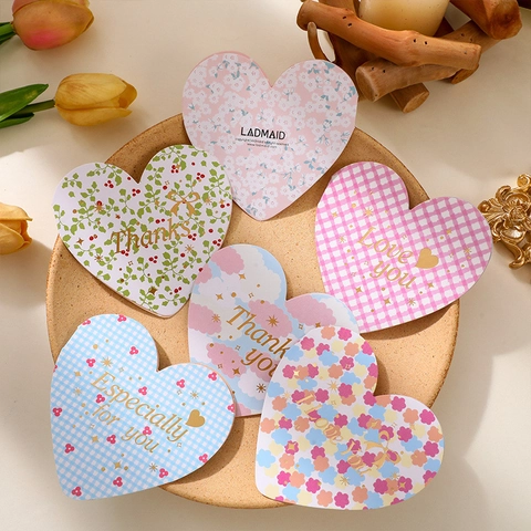 Set di Biglietti d'Auguri a Forma di Cuore Con Busta E Adesivo Stile Coreano Stampa Oro Biglietti Messaggio per San Valentino Compleanno Matrimonio Regalo