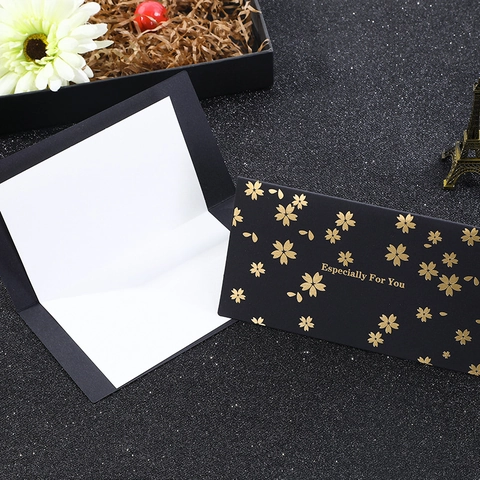 Black Gold Hot Stamping Greeting Cards With Envelopes Set For Valentine's Day Wedding Business Thank You Best Wishes Gift Cards