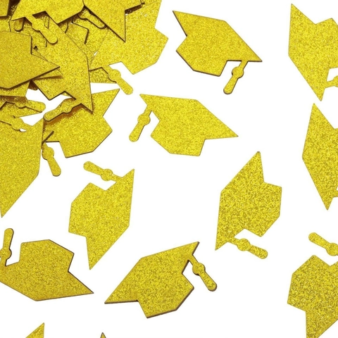 Confeti de Birrete de Graduación Purpurina Dorada Recortes de Papel para Decoración de Mesa de Fiesta Suministros para Ceremonia de Graduación