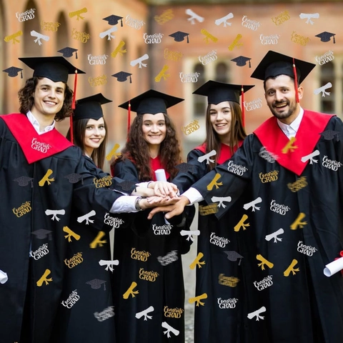 Congratulazioni Laureato Coriandoli Laurea Cartoncino Glitterato Tocco Rotolo Diploma Decorazione Tavolo Per Festa