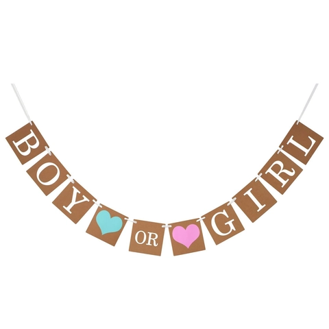 Gender Reveal Banner Kraftpapier Girlande Und Wabenpapier Blumenbälle Für Babyparty Dekoration Boy Or Girl