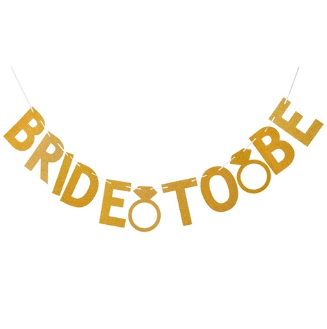 Striscione Bride To Be Brillantinato Segno Anello Fiori di Carta Pom Poms Nappine Decorazione Festa Matrimonio Rosa Oro
