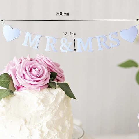 Mr And Mrs Wedding Banner Glitter Paper Bunting Garland Heart Design For Ceremony Reception Anniversary Party Decoration