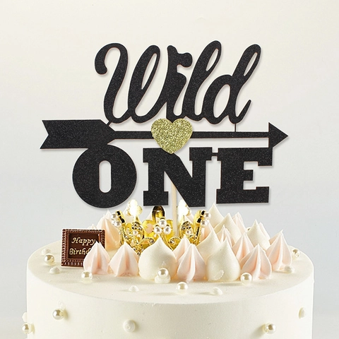 Cake Topper Wild Theme Glitter Paper Birthday Party Decoration Arrow Heart Design For Baby Celebration