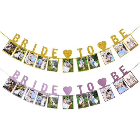Bride To Be Photo Banner Bunting Glitter Paper Hanging Photo Frames For Wedding Bridal Shower Engagement Party Decor