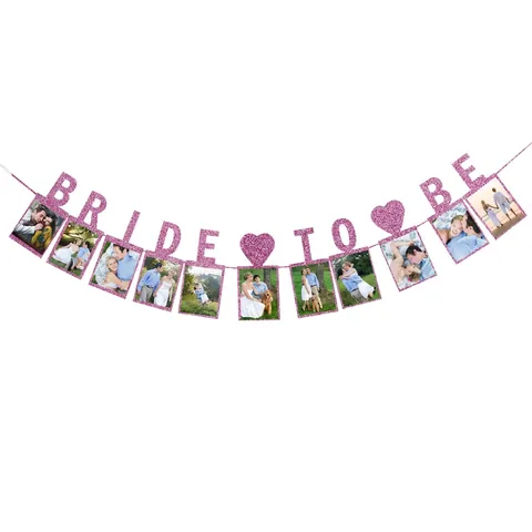 Bride To Be Photo Banner Bunting Glitter Paper Hanging Photo Frames For Wedding Bridal Shower Engagement Party Decor