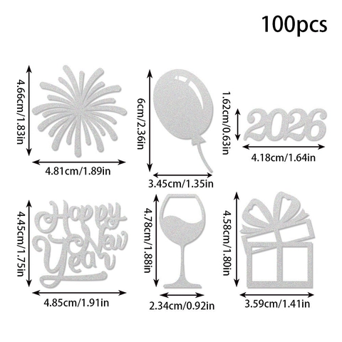 2026 New Year Glitter Confetti Happy New Year Table Scatter For Party Decoration Fireworks Balloon Wine Glass Shape Festive Ornament