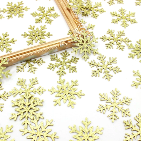 Confeti de Copo de Nieve con Purpurina Dorada Para Decoración de Mesa de Fiesta de Navidad Tema de Invierno Suministros Decorativos Hogar